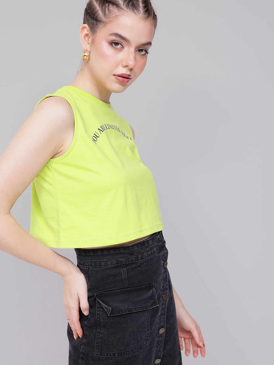 DressBerry Sleeveless Slay Crop T-shirt
