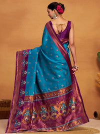 KALINI Woven Design Zari Silk Blend Paithani Saree With Blouse Piece