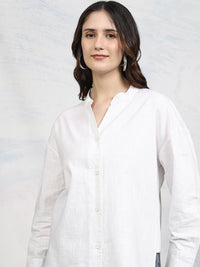Tokyo Talkies Women Button Down Drop Shoulder Cotton Shirt