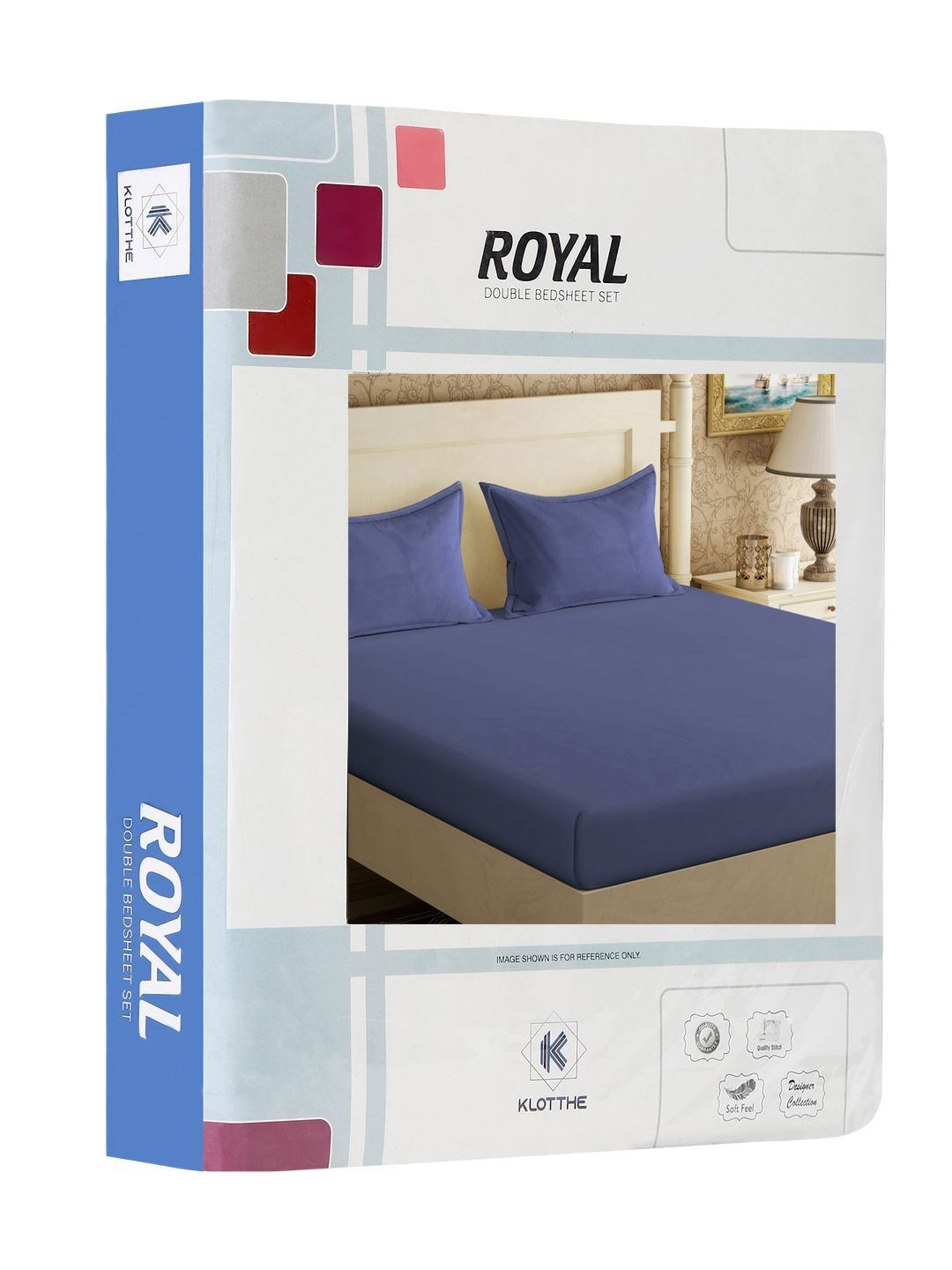 KLOTTHE Blue Solid Cotton 300 TC King Bedsheet with 2 Pillow Covers-250 x 225 cm