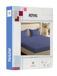 KLOTTHE Blue Solid Cotton 300 TC King Bedsheet with 2 Pillow Covers-250 x 225 cm