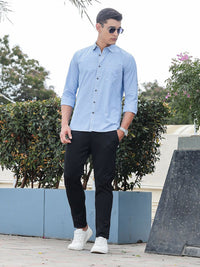 Thomas Scott Classic Slim Fit Spread Collar Roll-Up Sleeves Pure Cotton Casual Shirt