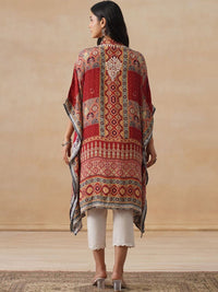 House of Chikankari Women Rust Printed Crepe Kaftan Kurta
