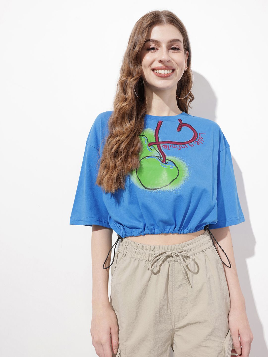 DressBerry Tropical Love Cinch That Waist Crop T-shirt