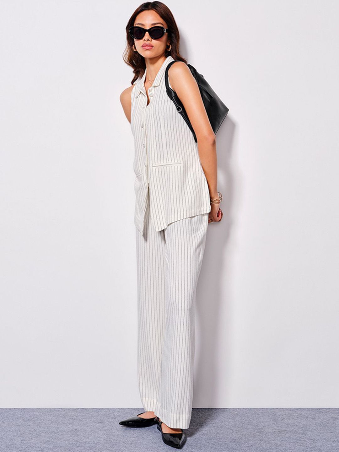 AND Striped Sleeveless Linen Top & Trousers