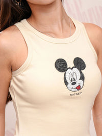 Tokyo Talkies Disney Mickey Mouse Rhinestone Pure Cotton Tank Top