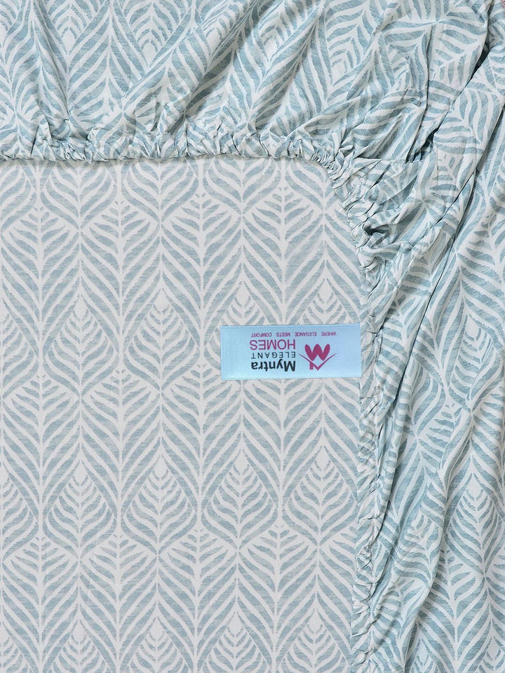 Myntra Elegant Homes Green Floral 300 TC Cadar Katil Bujang dengan 1 Sarung Bantal