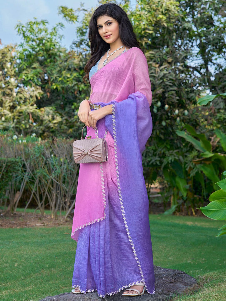 Saree mall Ombre Beads and Stones Silk Blend Sarees