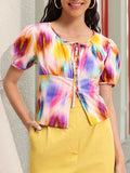 DressBerry Dyed to Impress Abstract Printed Shirt Style Top
