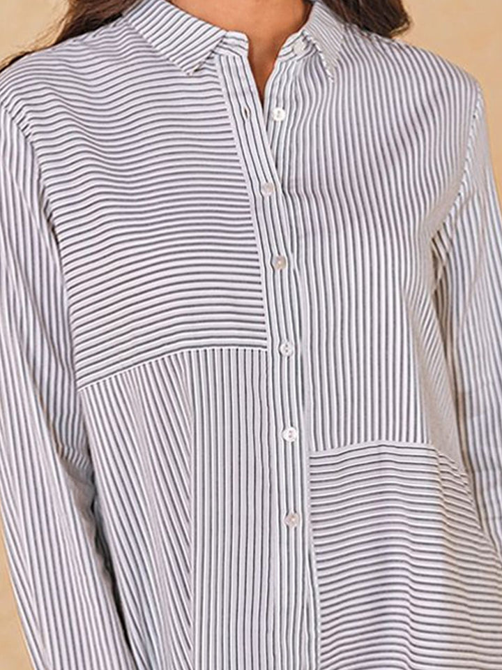 AND Striped Cotton Shirt Style Top