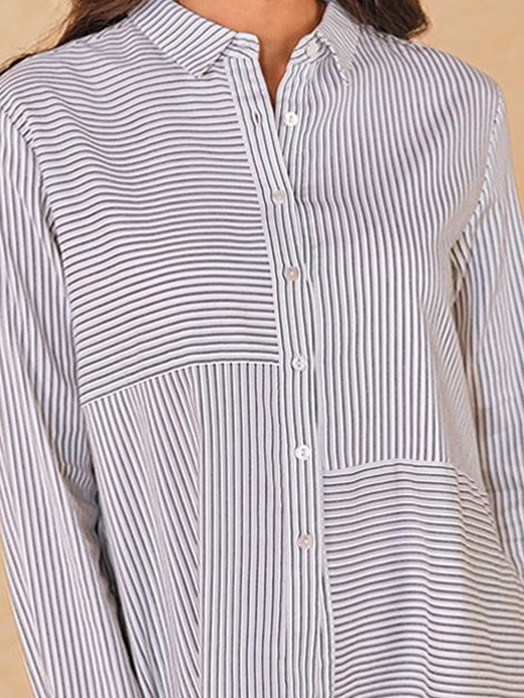 AND Striped Cotton Shirt Style Top