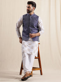 Anouk Men Printed Mandarin Collar Kurta Sets With Nehru jacket