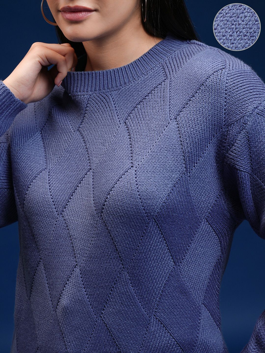 Tokyo Talkies Women Self Design Cable Knit Pullover