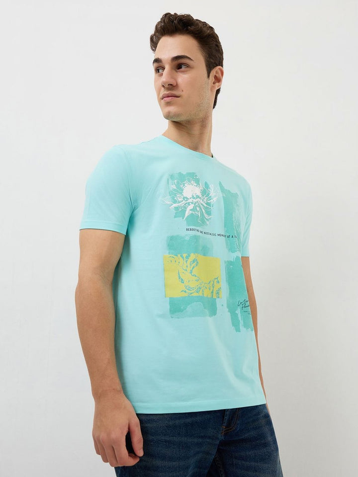 SPYKAR Men Typography Printed Round Neck Cotton Slim Fit T-shirt