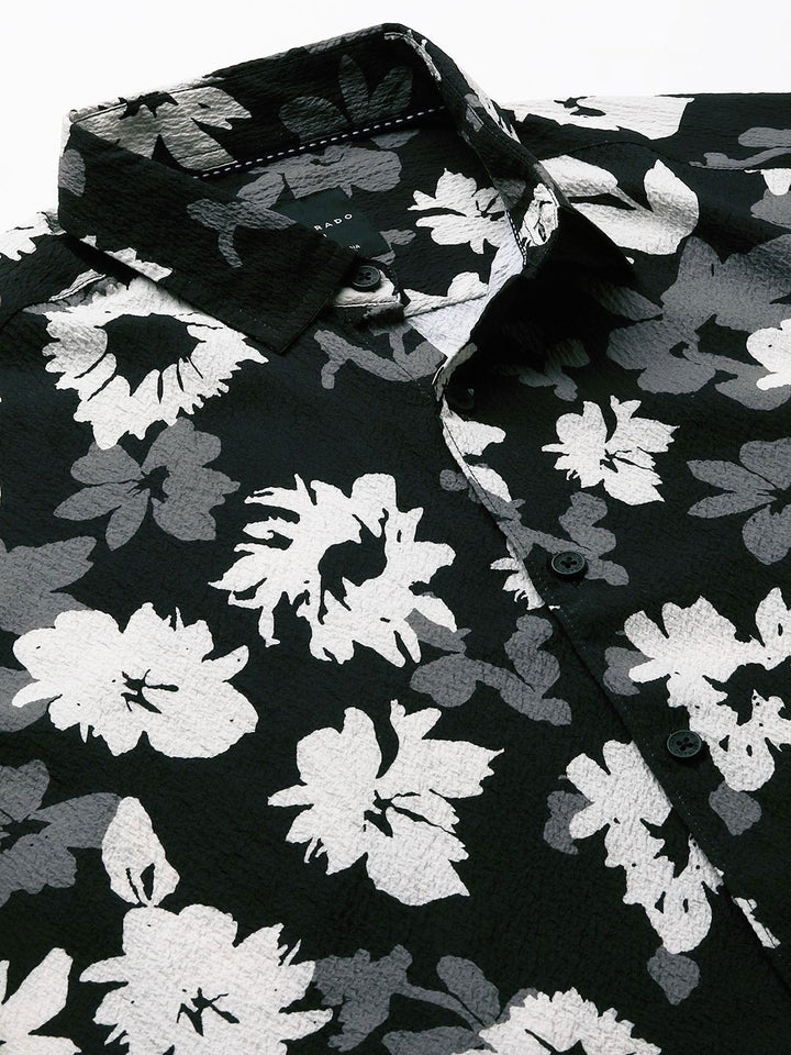 VASTRADO Men Classic Spread Collar Floral Printed Slim Fit Casual Shirt