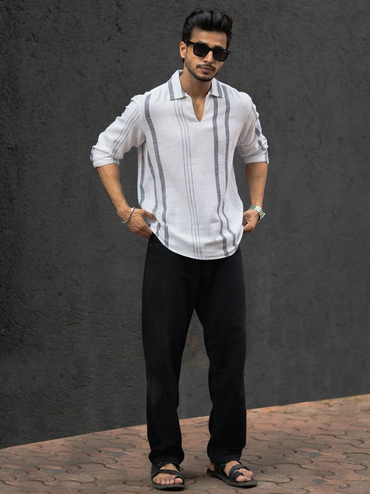 Powerlook Men Opaque Striped Casual Shirt