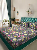 Myntra Elegant Grey Floral 300 TC King 7D Cadar dengan 2 Sarung Bantal