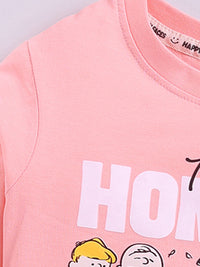 Happy Faces Kids Girls Peanut Printed Pure Cotton T-Shirt