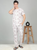 Sweet Dream Men Abstract Printed Round Neck Short Sleeves T-shirt Pyjamas Nightsuits