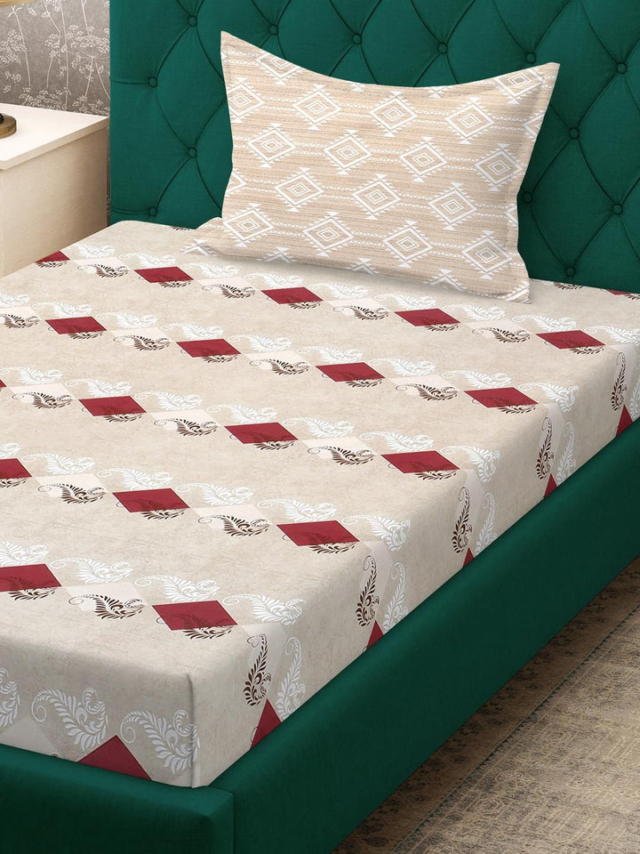 Cadar Bujang KLOTTHE Beige Geometric Cotton