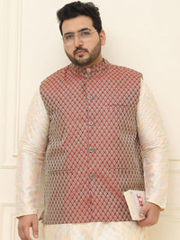 SOJANYA PLUS Men Printed Nehru Plus Size Jacket