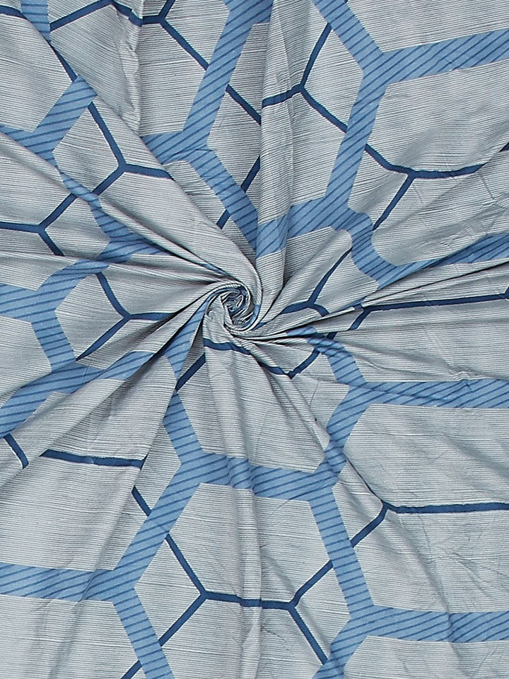 Monte Carlo Blue & White Geometric Printed 130 TC King Bedsheet Set