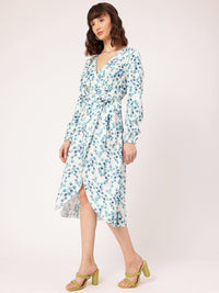 DressBerry Effortlessly Glamorous Printed Belted Wrap Tulip-Hem Midi Dress