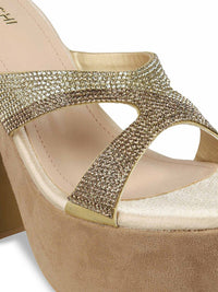 Mochi Women Embellished Platform Peep Toes