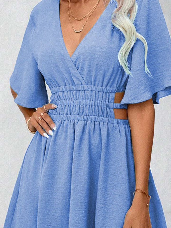 Dressberry Women V-Neck Flared Sleeves Fit & Flare Dress