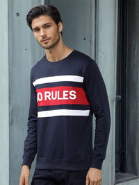 The Indian Garage Co Men Navy Blue Printed Sweatshirt