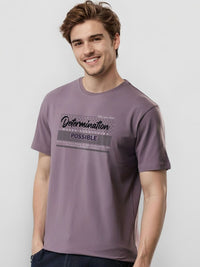 ADRO Typography Printed Round Neck Cotton T-shirt