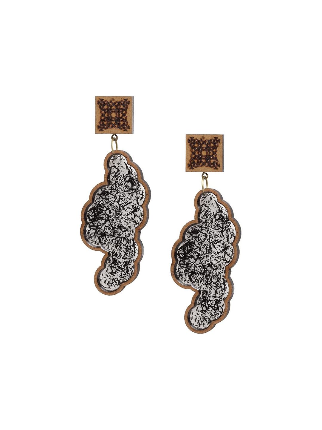 Anouk Gold-Plated Contemporary Wooden Drop Earrings