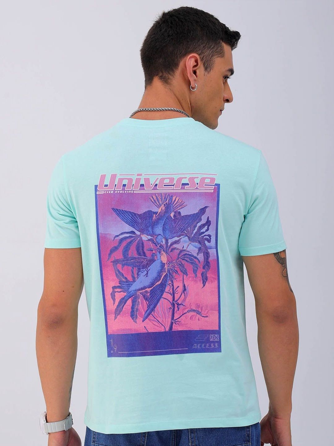 The Indian Garage Co Men Graphic Printed Round Neck Pure Cotton Slim Fit T-shirt