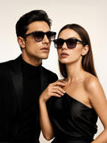 Irus oleh Idee Unisex Grey Lens & Black Square Sunglasses dengan Lensa Dilindungi UV