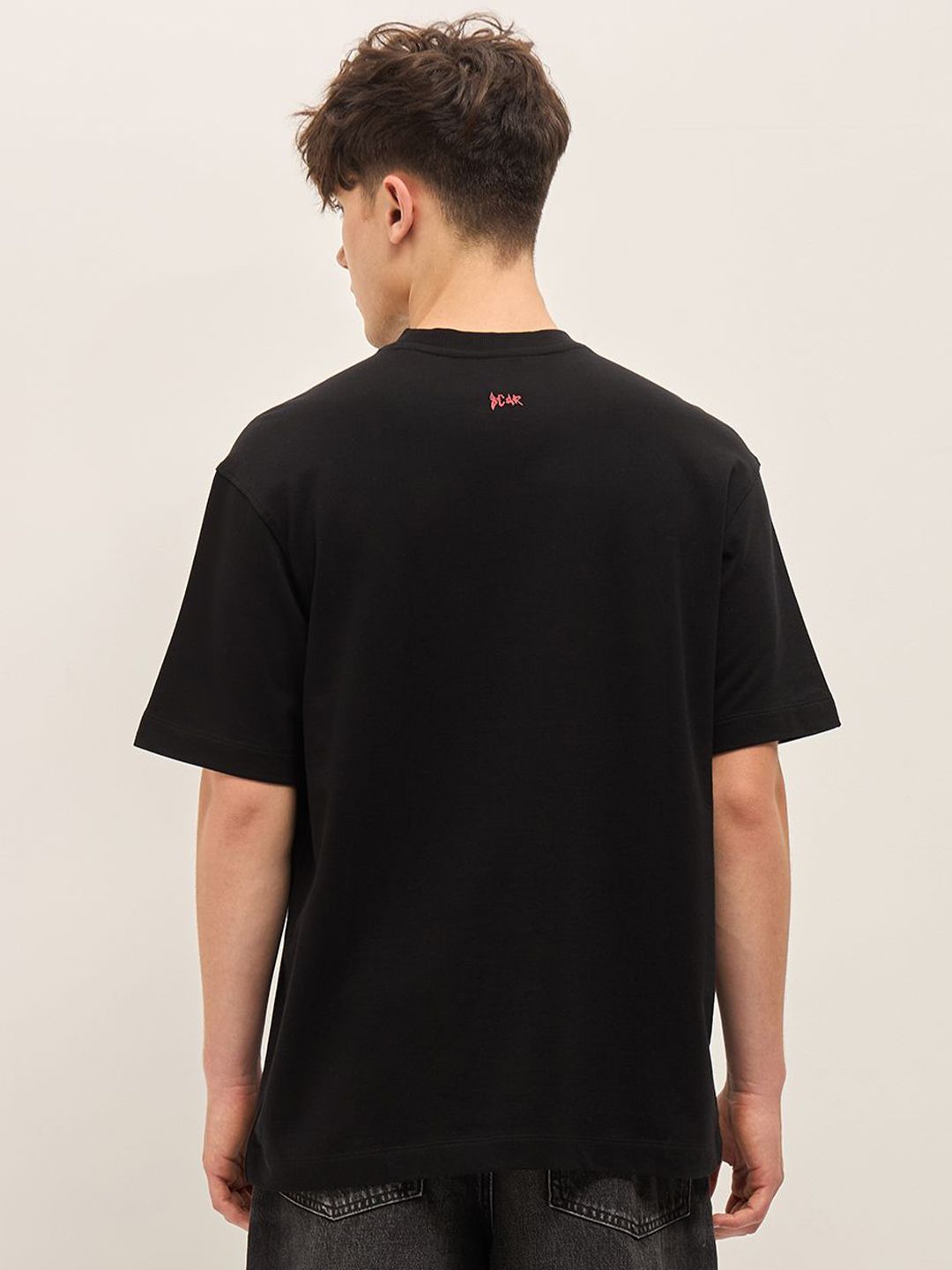 THE BEAR HOUSE Abstract Printed Round Neck Cotton Oversized T-shirt
