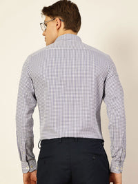 Thomas Scott Men Smart Spread Collar Gingham Checked Cotton Formal Shirt