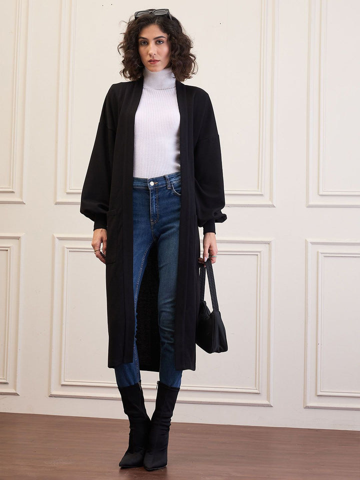 SASSAFRAS Self Design Open Front Longline Shrug