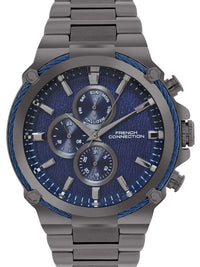 French Connection Men Patterned Dial & Stainless Steel Bracelet Style Straps Analogue Multi Function Watch