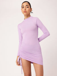 DressBerry Lavender Love Ruched Regal Bodycon Mini Dress