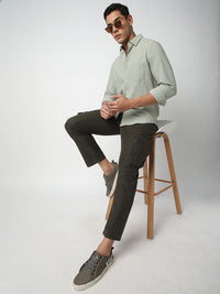 VASTRADO Men Classic Cutaway Collar Textured Slim Fit Casual Shirt