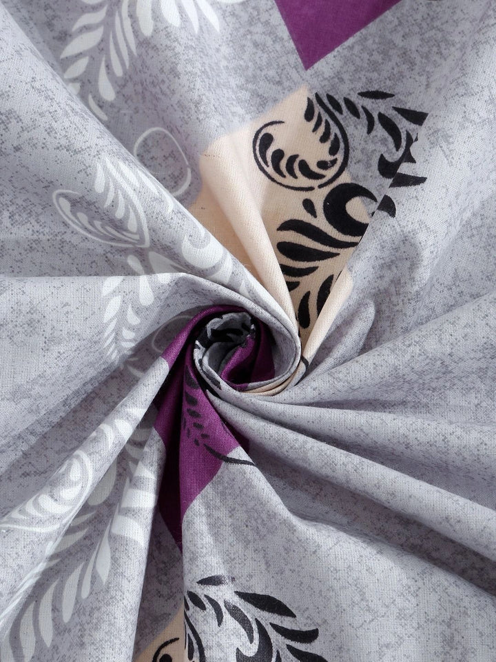 Myntra Elegant Homes Purple & Grey Geometric 400 TC Single Bedsheet with 1 Pillow Covers