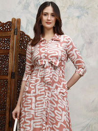 Vishudh Women Abstact Printed Shirt Midi Dress