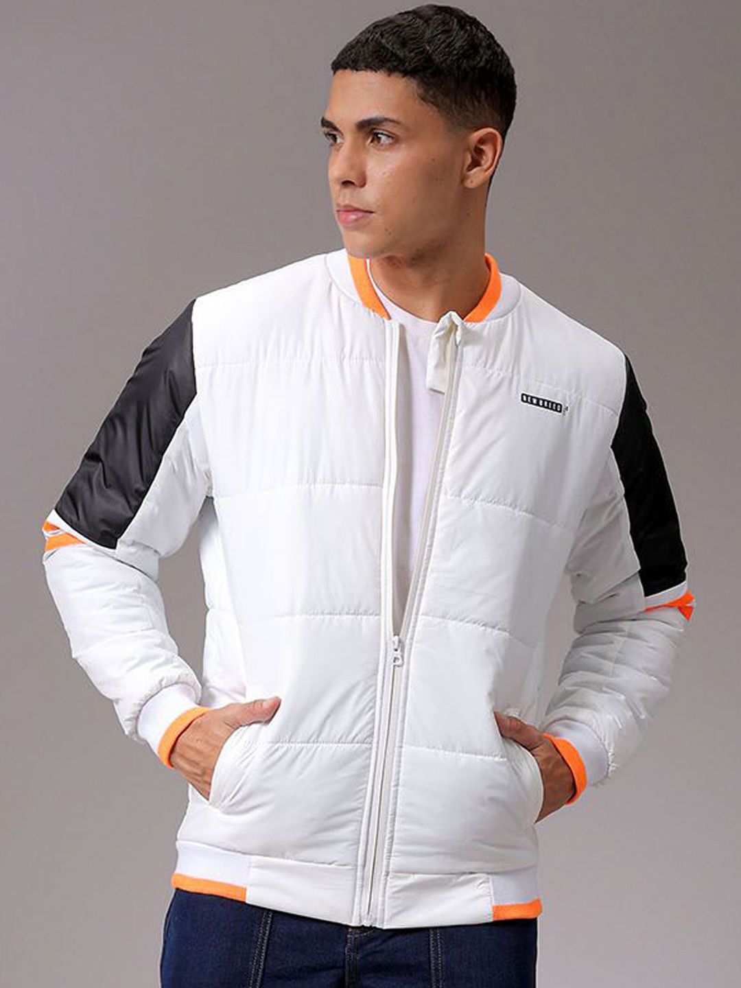 The Indian Garage Co Men Colourblock Slim Fit Puffer Jacket