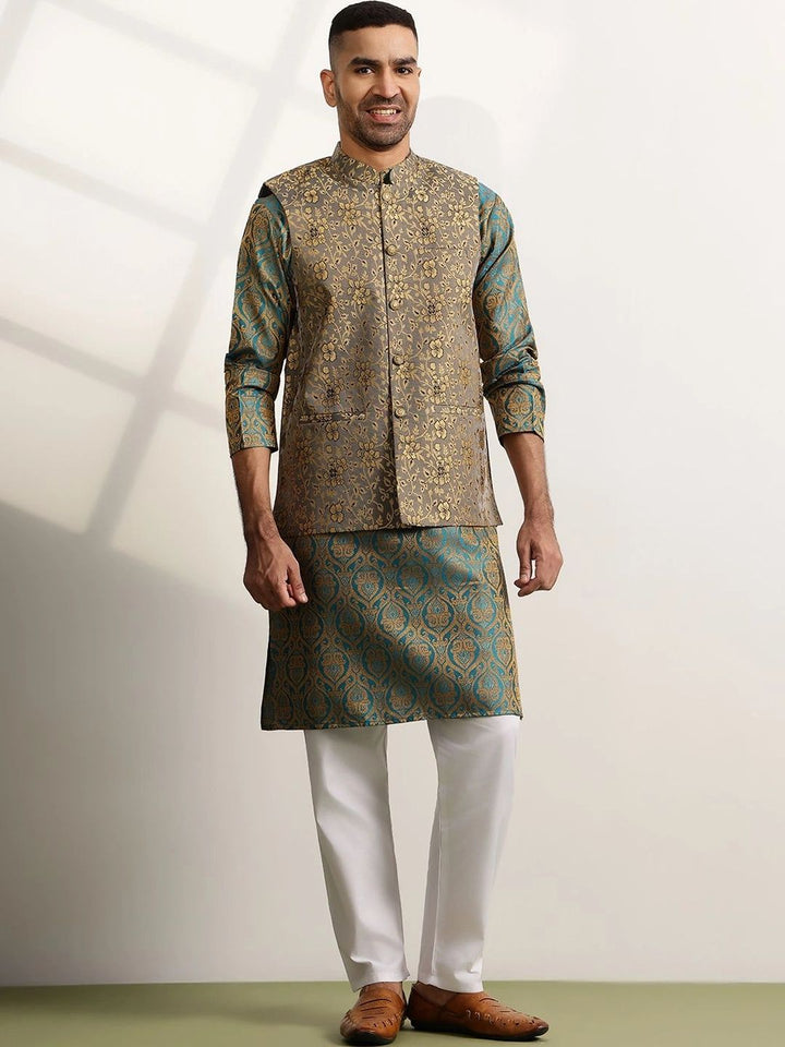 Jaket Nehru Brocade Rekaan Tenunan Anouk