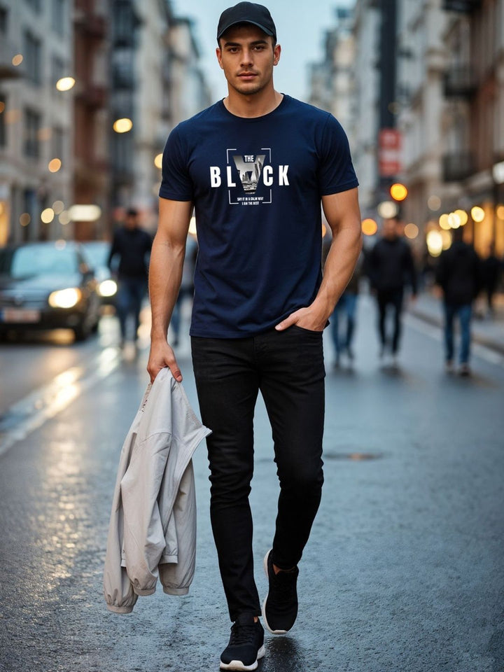 ADRO Typography Printed Short Sleeves Cotton Regular Fit T-shirt