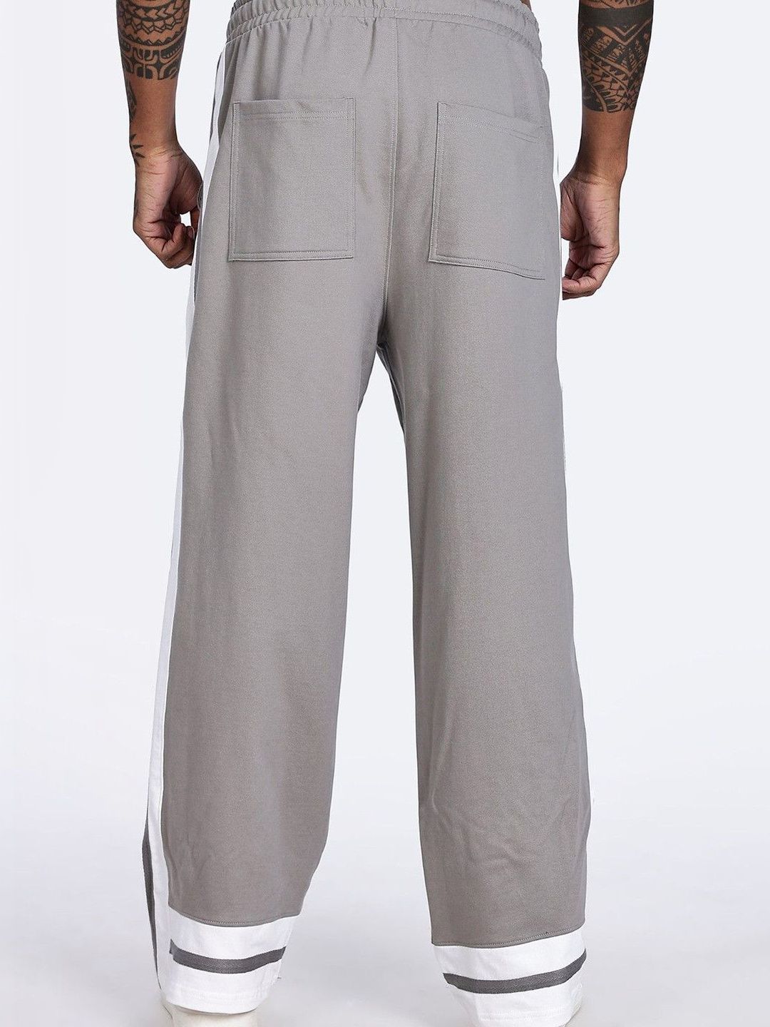 Eszett Men Grey High-Rise Seluar Baggy Biasa Dicuci Mudah
