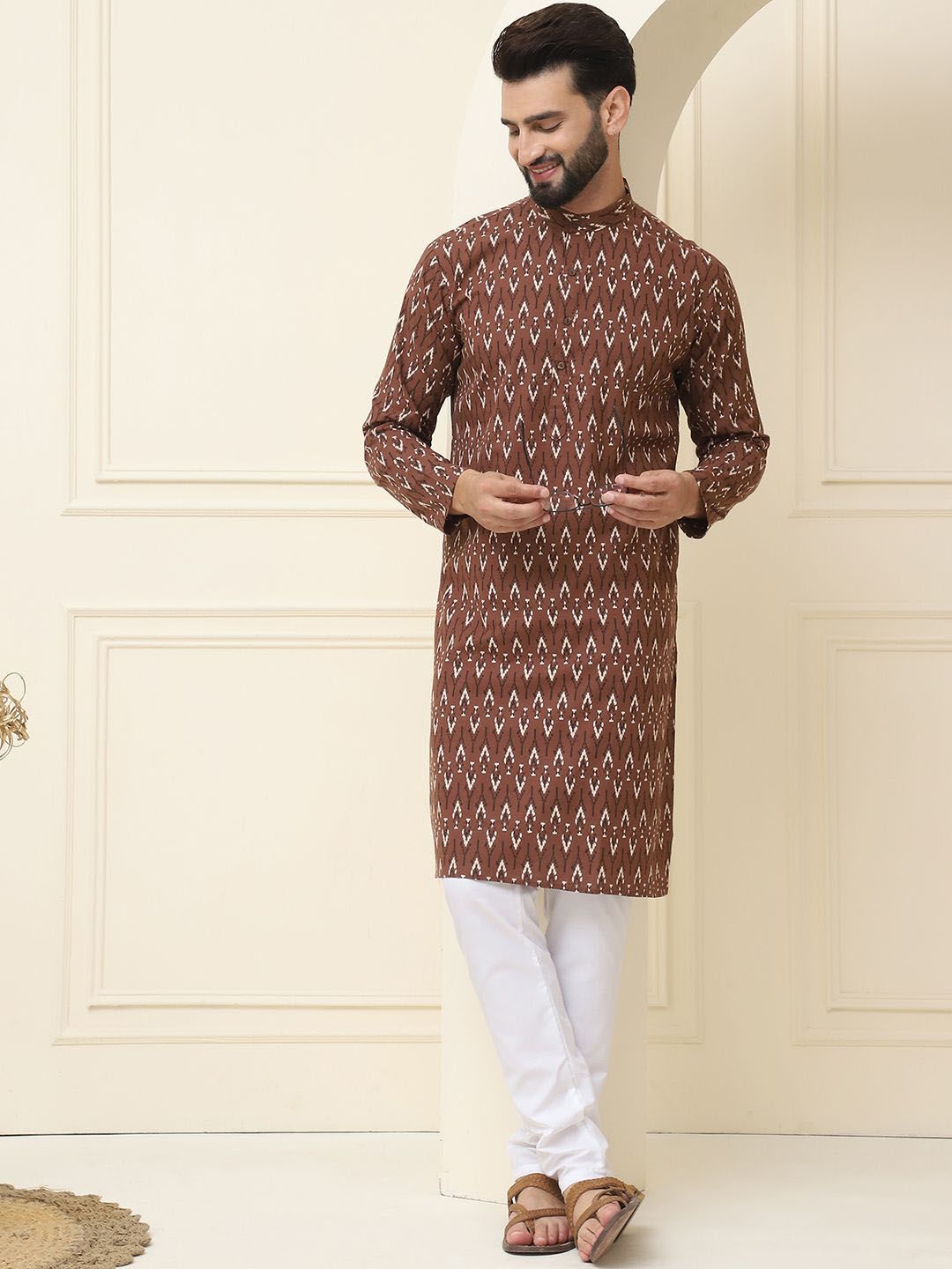 SOJANYA Ethnic Motifs Printed Regular Pure Cotton Kurta With Pyjama