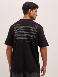 THE BEAR HOUSE Men Typography Printed Round Neck Pure Cotton Oversized T-shirt