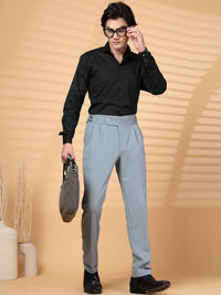 KLOTTHE Men Grey Lycra Formal Formal Trousers