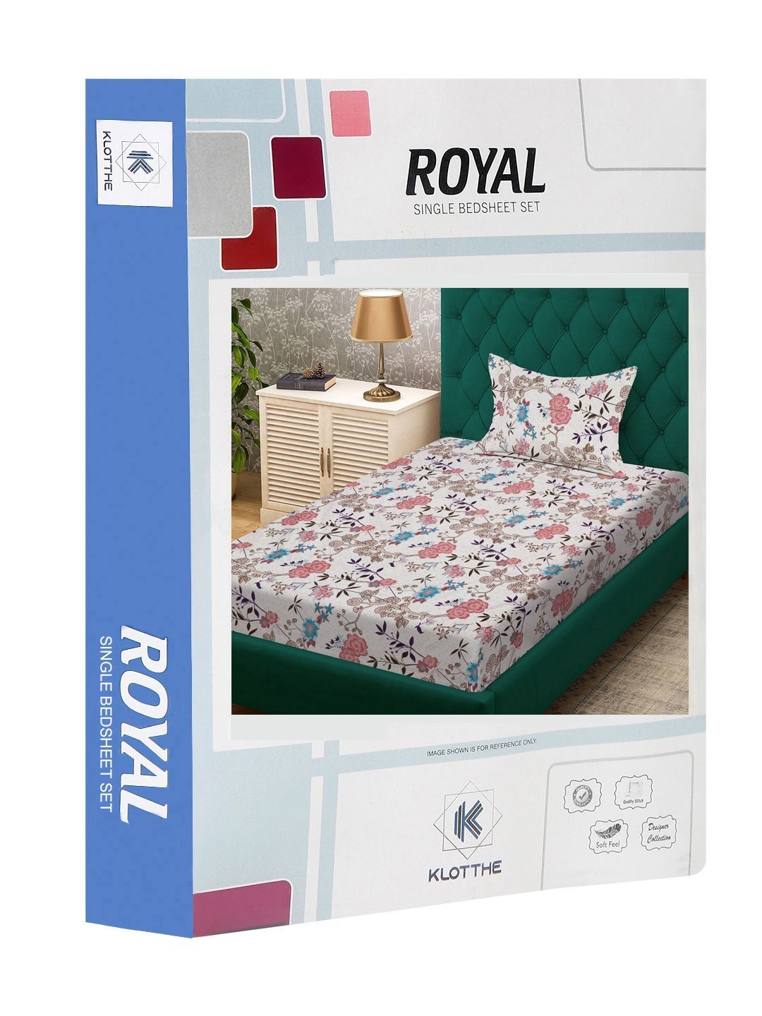 KLOTTHE Pink Floral Printed Flat 300 TC Single Cadar Halus Dengan Sarung Bantal
